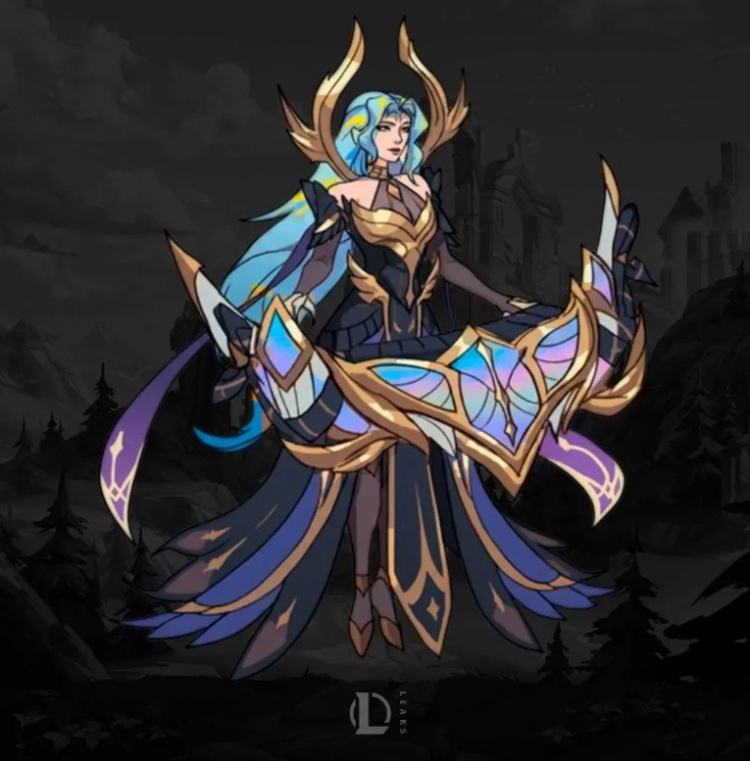 外媒爆料德玛西亚新赛季琴女皮肤模型：以黑金蓝色为主